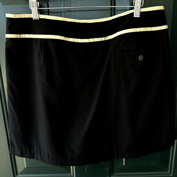 Lady Hagen Sz 12 Black Poly Spandex Golf Skort w/ Gold Ribbon Trim Pickleball - Picture 3 of 7